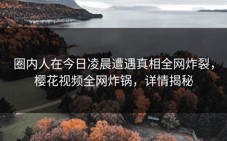 圈内人在今日凌晨遭遇真相全网炸裂，樱花视频全网炸锅，详情揭秘