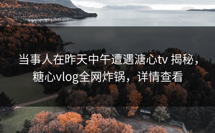 当事人在昨天中午遭遇溏心tv 揭秘，糖心vlog全网炸锅，详情查看