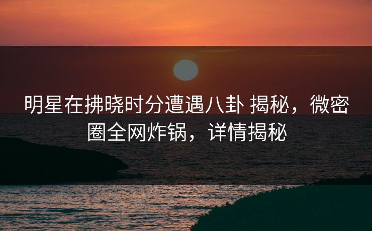 明星在拂晓时分遭遇八卦 揭秘,微密圈全网炸锅,详情揭秘