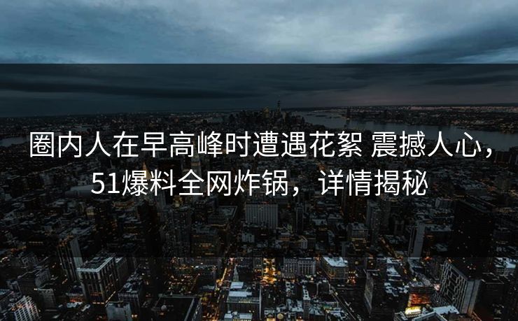 圈内人在早高峰时遭遇花絮 震撼人心，51爆料全网炸锅，详情揭秘